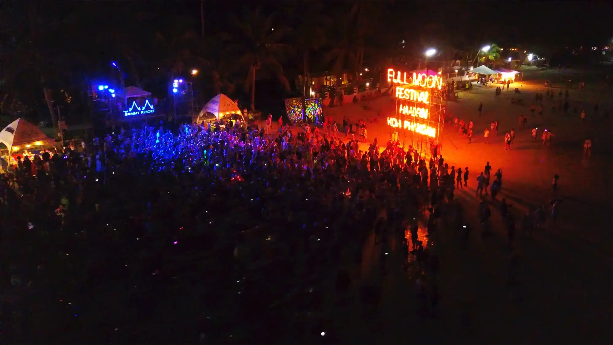 Crowd at full moon party