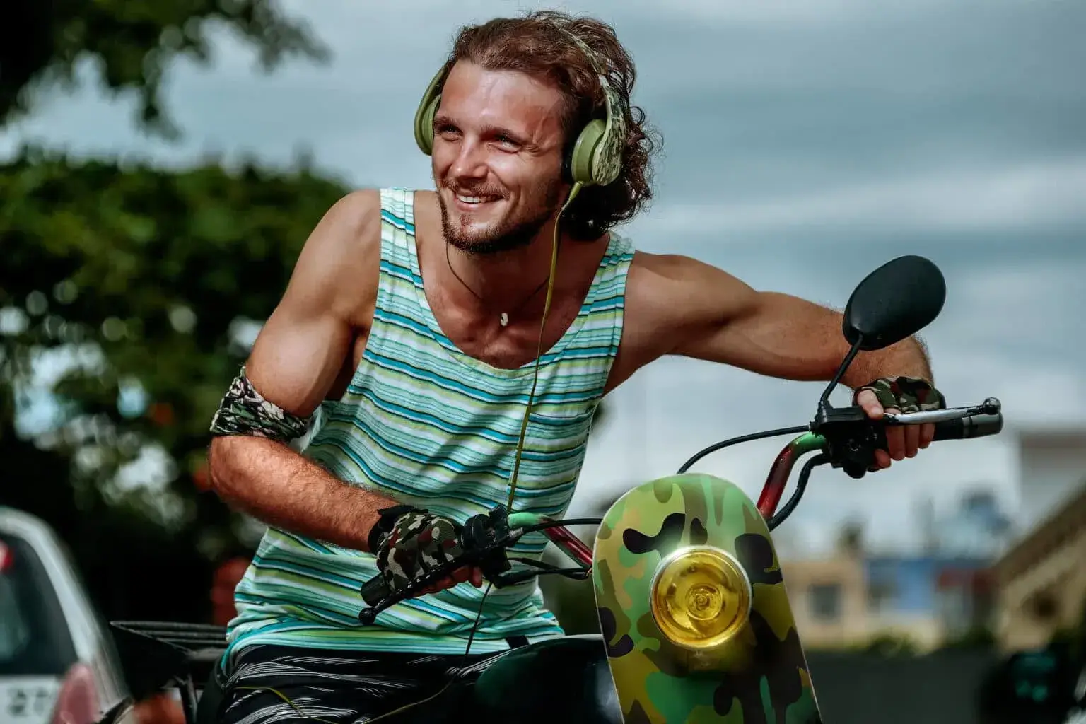 Hipster on scooter